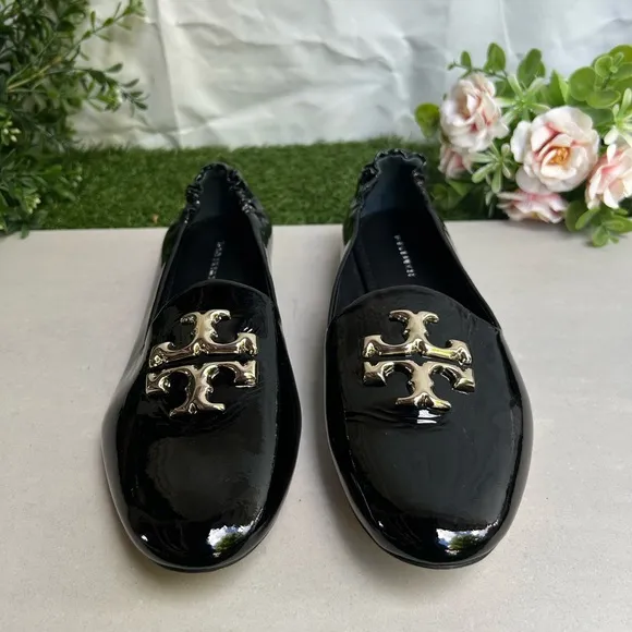 Tory Burch ELEANOR LOAFER women Black Patent Leather  Shoes size 7 new