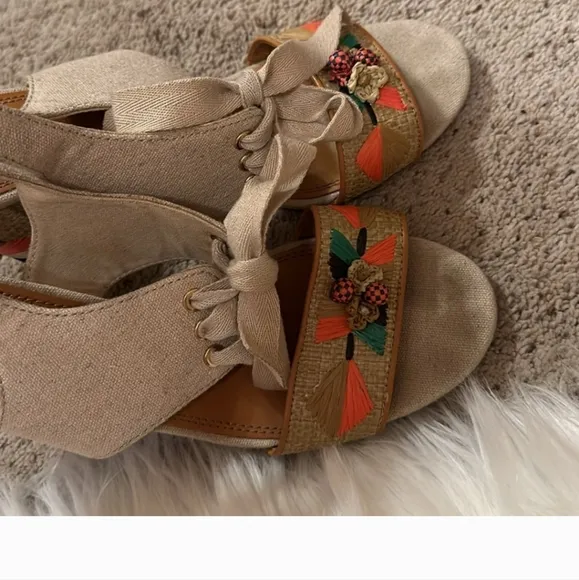 ✨Tory Burch Geraldine Raffia &amp; Linen Heels✨