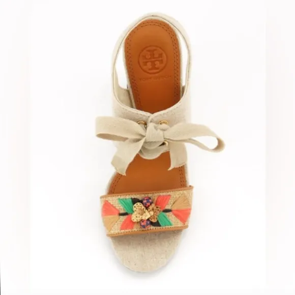 ✨Tory Burch Geraldine Raffia &amp; Linen Heels✨
