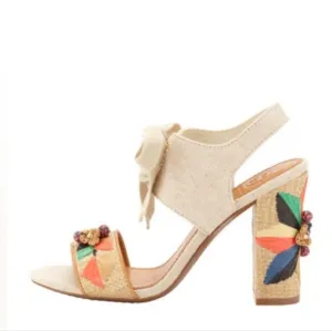 ✨Tory Burch Geraldine Raffia &amp; Linen Heels✨