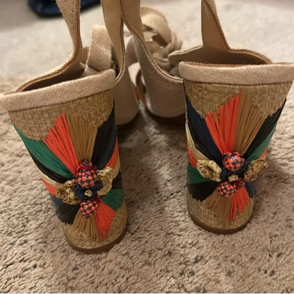 ✨Tory Burch Geraldine Raffia &amp; Linen Heels✨