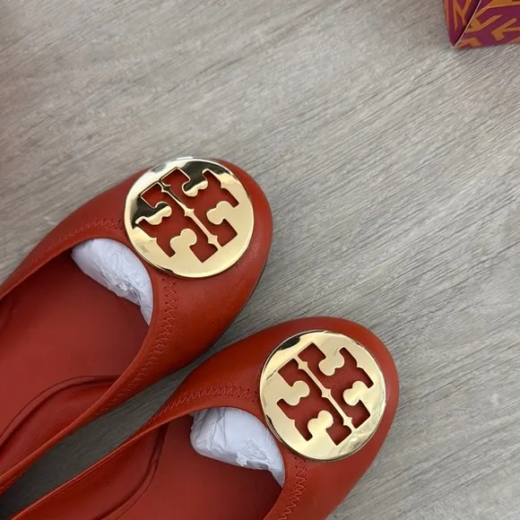 Tory Burch Girls Orange Reva Ballet Flats