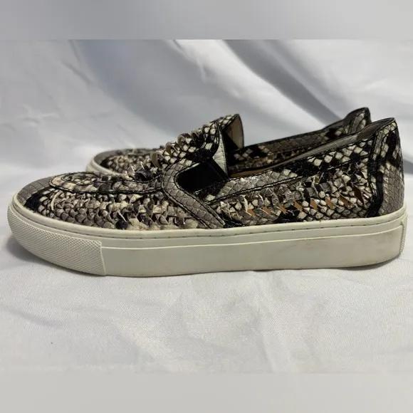 Tory Burch Huarache Weave Snakeskin Leather Slip On Sneaker Shoes Women’s 6.5