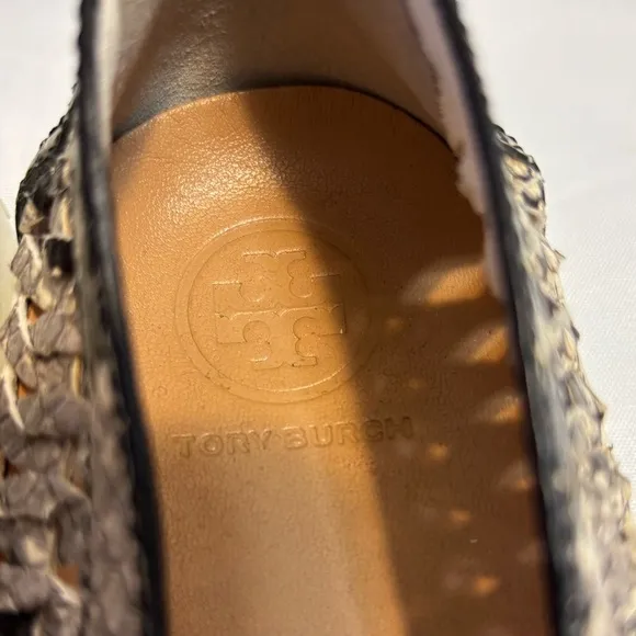 Tory Burch Huarache Weave Snakeskin Leather Slip On Sneaker Shoes Women’s 6.5