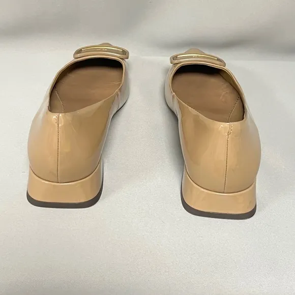 Tory Burch Leather Pointed Toe Block‎ Heel Pumps Beige Size 5M