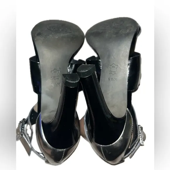 TORY BURCH Metallic Teagan Leather Caged T Strap GLADIATOR Heels 9.5M $399MSRP