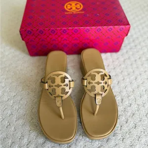 Tory Burch Miller Wedge 25MM Calf Leather / Color: Ginger Shortbread (Brand New)
