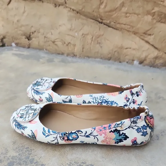 Tory Burch Reva Floral Print Women's Flats Size 7