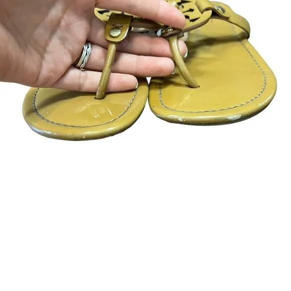 Tory Burch Sand Tan Nude Patent Leather Millers Sandals