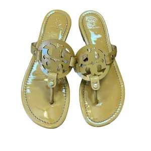 Tory Burch Sand Tan Nude Patent Leather Millers Sandals