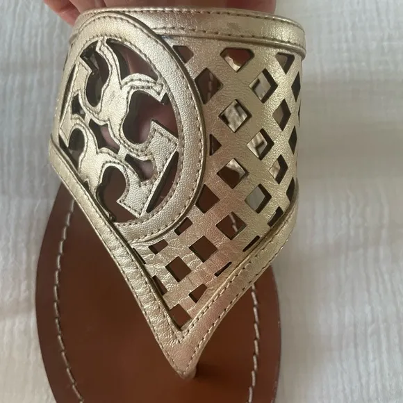 Tory Burch Sandals Gold Flats Sz 7