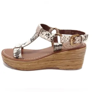 Tory Burch Snakeskin wooden platform Wedge Sandals size 7