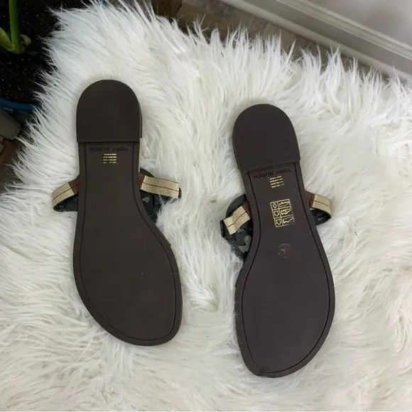 Tory Burch Striped Miller Leather Sandals