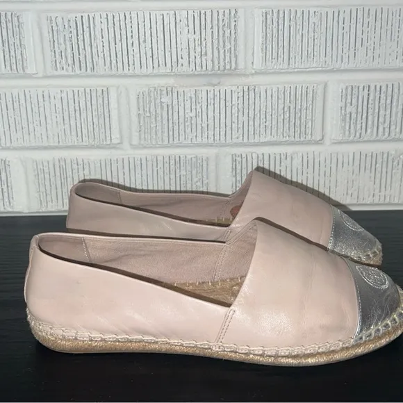 TORY BURCH Women's Beige and Silver Color Block Espadrille Flats