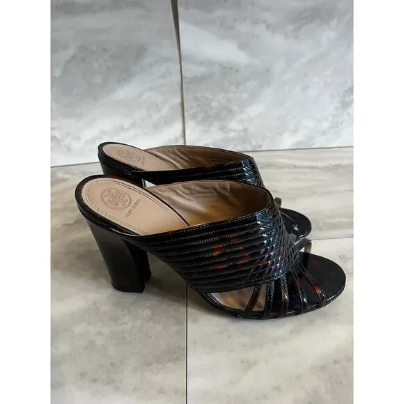 Tory Burch Women’s Brida Mules Tortoise Shell  Shoes Sandals Size 11 Block Heel