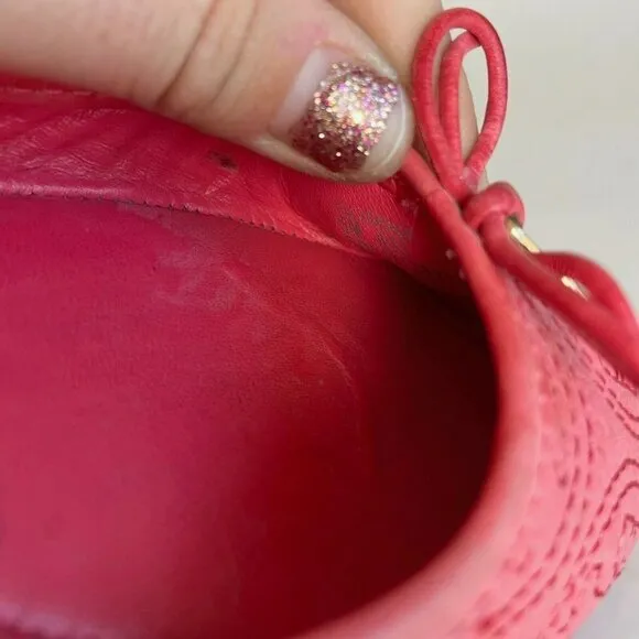 Tory Burch Womens Chelsea Stitched Logo Ballet Flats Shoes Red Size 5 M Pink
