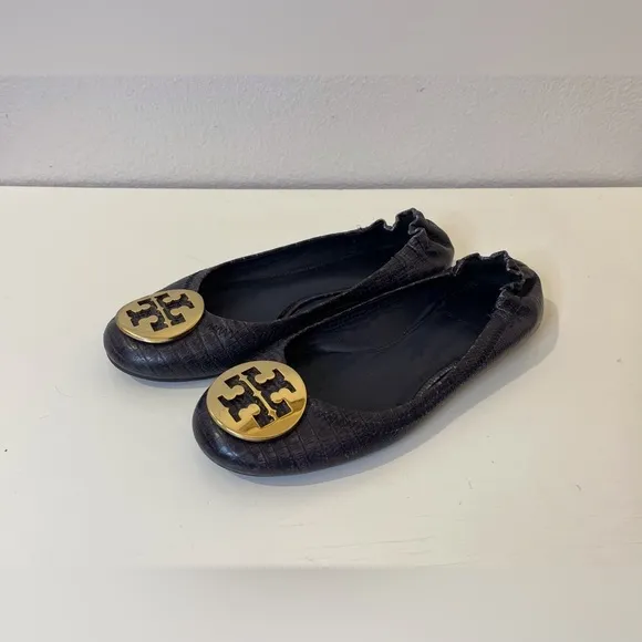 Tory Burch Women’s Python Leather Reva Flats Shoes Size 6