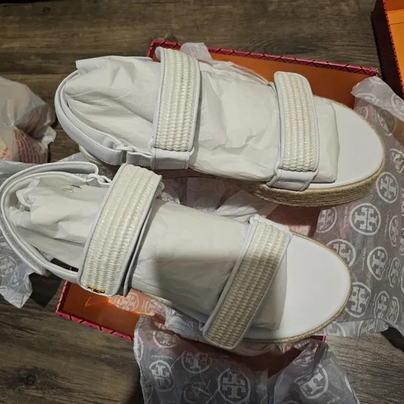 Tory Burch Women's White Espadrille Sandals, Size 10.5 NIB