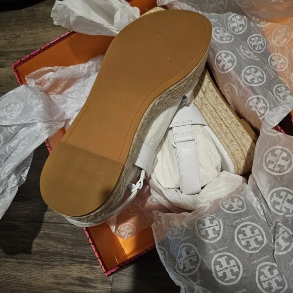 Tory Burch Women's White Espadrille Sandals, Size 10.5 NIB