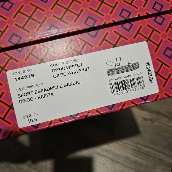 Tory Burch Women's White Espadrille Sandals, Size 10.5 NIB