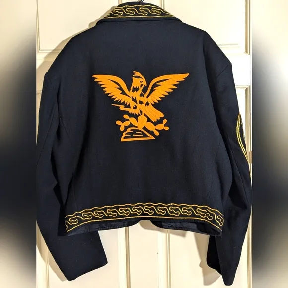 Traditional Black And Gold Charro Mariachi Suit Jacket Only Bird Design