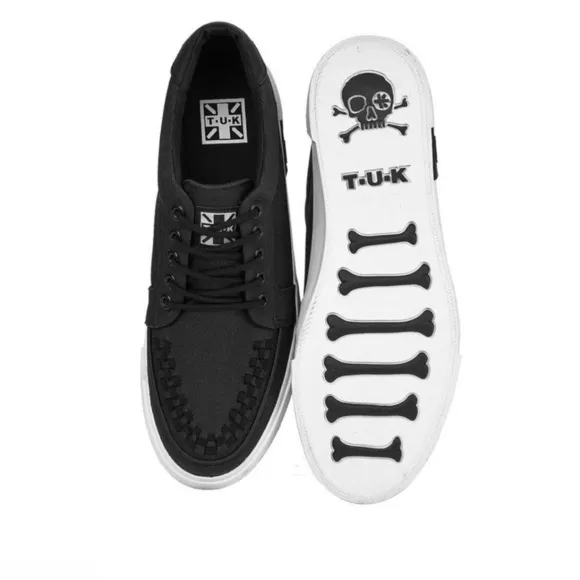 T.U.K. BLACK TWILL NO-RING VLK SNEAKER US 4 (Boys) or EUC 37 UNISEX. New.
