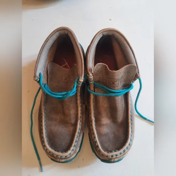 Twisted X Leather Brown/ Turquoise Unisex Kid's Shoes size 1.5