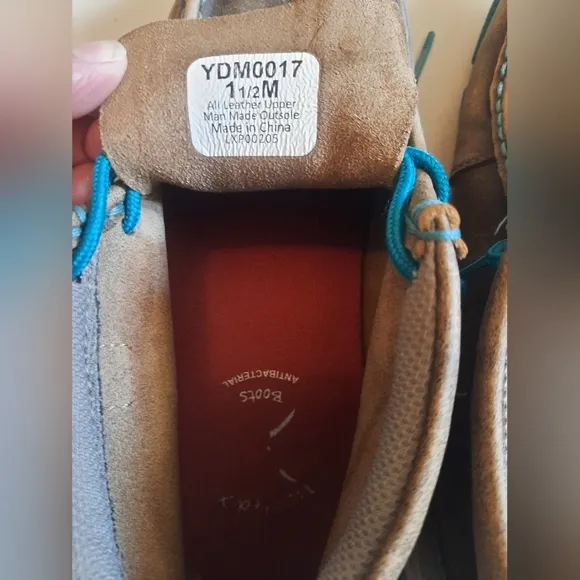 Twisted X Leather Brown/ Turquoise Unisex Kid's Shoes size 1.5