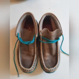 Twisted X Leather Brown/ Turquoise Unisex Kid's Shoes size 1.5