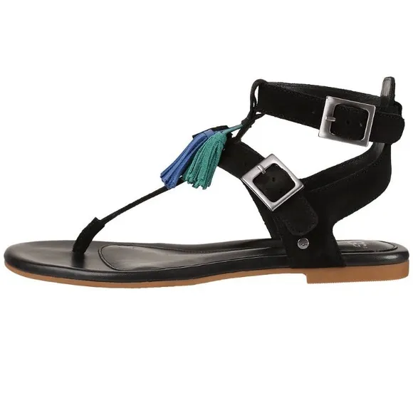 UGG black suede Lecia Sandals
