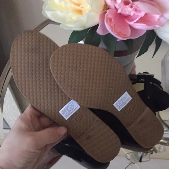 UGG black suede Lecia Sandals