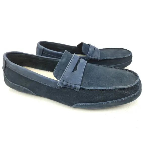 UGG Men’s Sz 14 Tucker Suede Leather Driving Shoes  Slip on loafers blue