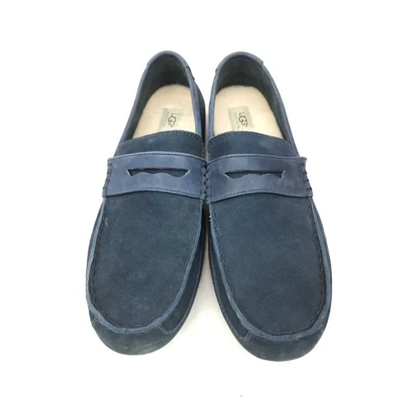 UGG Men’s Sz 14 Tucker Suede Leather Driving Shoes  Slip on loafers blue