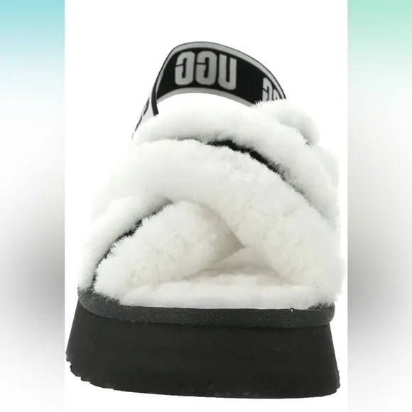 Ugg white and black disco cross slides sandals