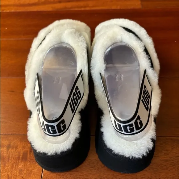 Ugg white and black disco cross slides sandals