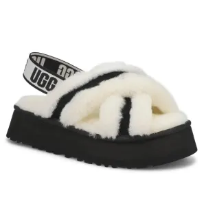 Ugg white and black disco cross slides sandals