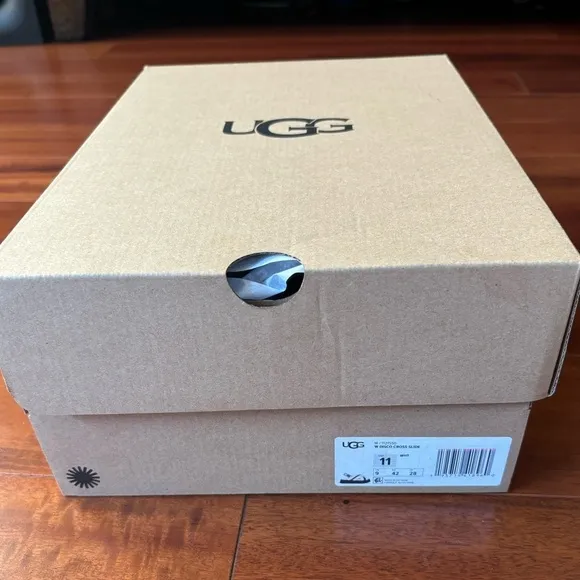 Ugg white and black disco cross slides sandals