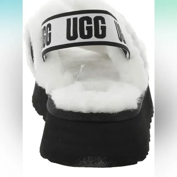 Ugg white and black disco cross slides sandals