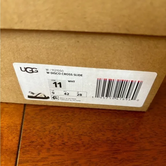 Ugg white and black disco cross slides sandals