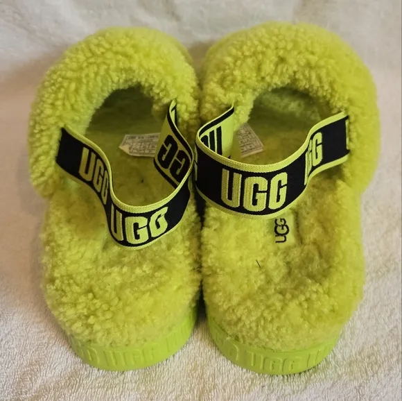 UGG Women's Oh Fluffita Slingback Lime Green Sandals