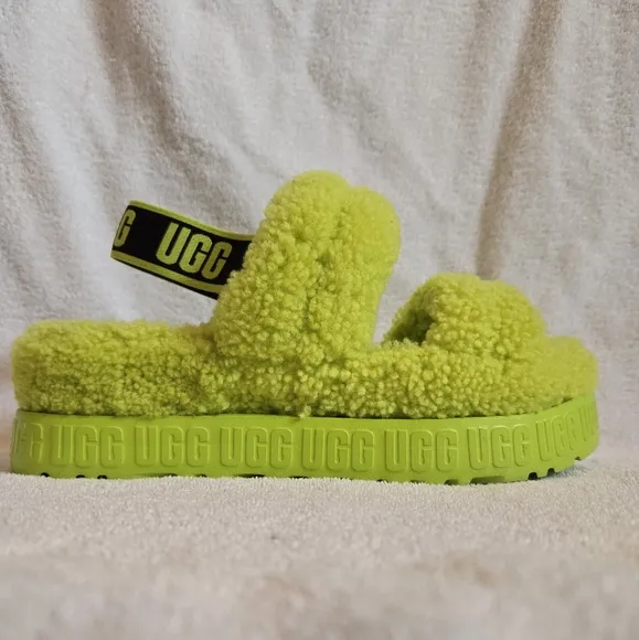 UGG Women's Oh Fluffita Slingback Lime Green Sandals