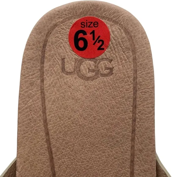 UGG Womens Shoes Kara Slide Sandals Sz 6.5 Gold Leather Flat Casual Comfort Chic
