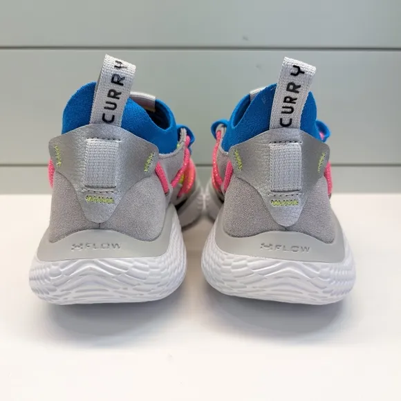 Under Armour Curry Flow Cozy Grey Electric Blue Unisex Running Training Sneakers