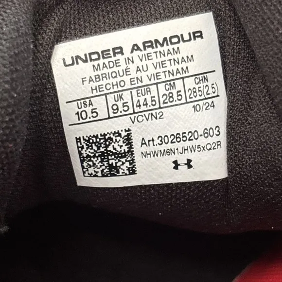 Under Armour Hovr Turbulence 2 Shoes Mens‎ 10.5 Red Black 3026520-603 Running