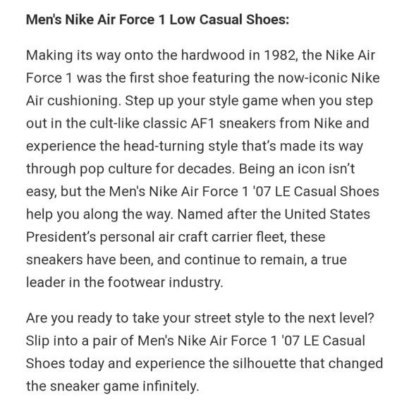 Unisex Nike AF1 '07 LE Sneakers