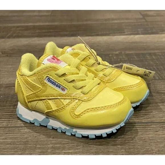 Unisex Reebok Classic Peppa Pig Colab SZ 4 infants Leather Yellow Shoes Toddler