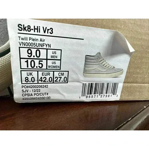 Unisex Sneakers &amp; Athletic Shoes Vans SK8-Hi VR3 Mens 9 Womens 10.5 Light‎ blue