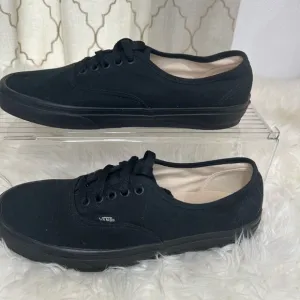 Unisex Vans Black Canvas Sneakers size men 9 women 10.5 like new