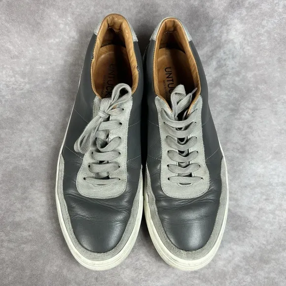 Untuckit Men's 12 Loafers Gray Suede Lace Up Shoes Casual Sneakers