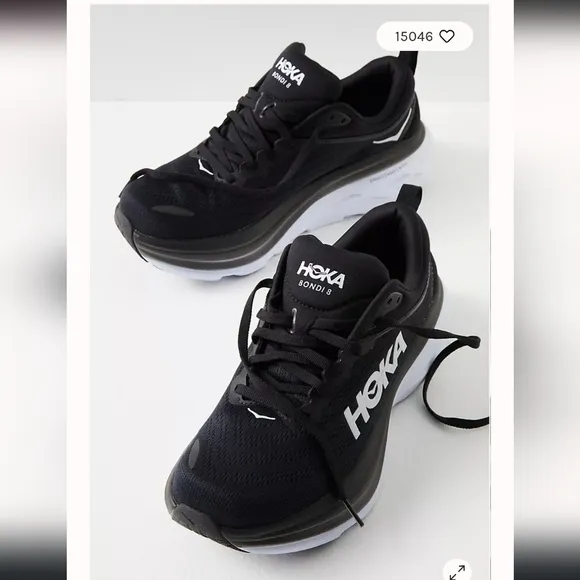 USED Hoka One One Bondi 8 Running Shoes Color Black Mens Size 8.5E